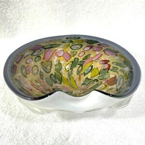 MCM leaded glass Tutti Frutti Millefiori geode ashtray or bowl.